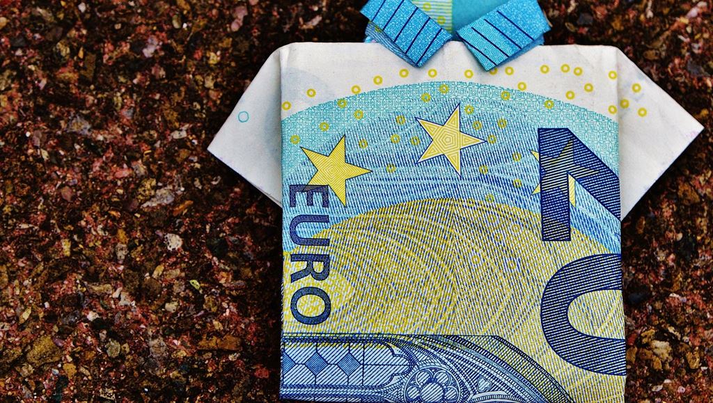 Folded t-shirt that looks like euro banknote