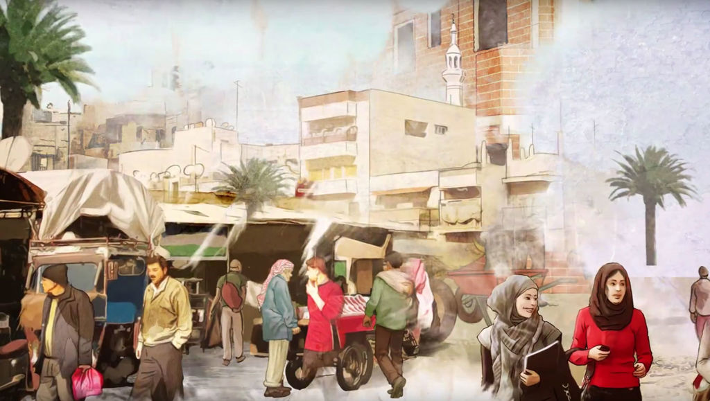 Foreign policy in film Drawing of people at a market