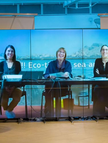 Online and onsite participants shown on screen at the Natura 2000 Awards 2021. © European Commission