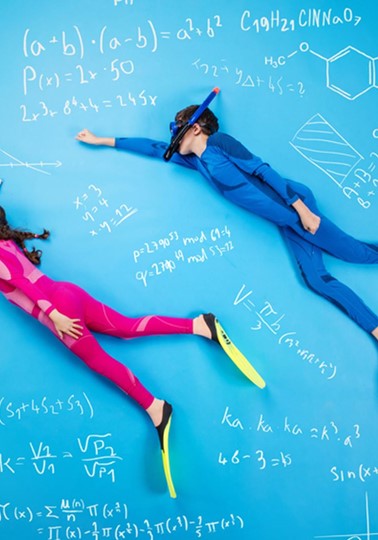 Children scuba diving in maths formula